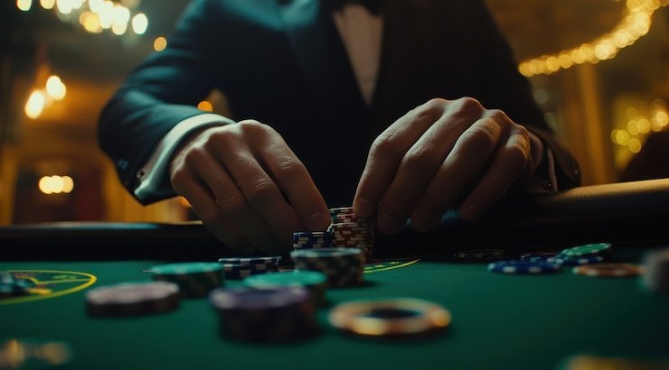 Baccarat table showing player hand, banker hand, and payout scale
